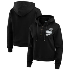 NHL Los Angeles Kings WEAR by Erin Andrews Women's Waffle-Knit Pullover Hoodie - Black