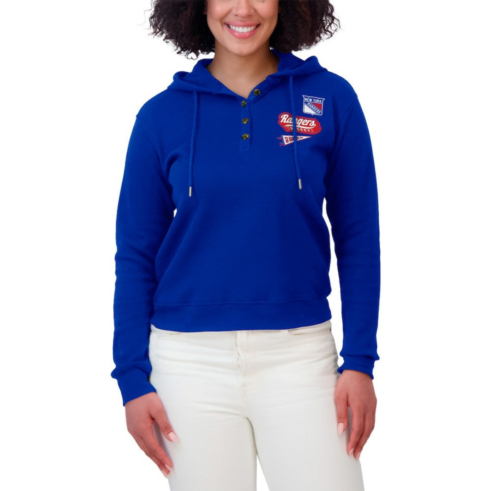 NHL New York Rangers WEAR by Erin Andrews Women's Waffle-Knit Pullover Hoodie - Blue