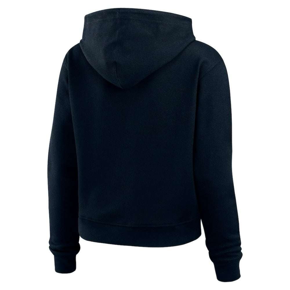 NHL Seattle Kraken WEAR by Erin Andrews Women's Waffle-Knit Pullover Hoodie - Deep Sea Blue