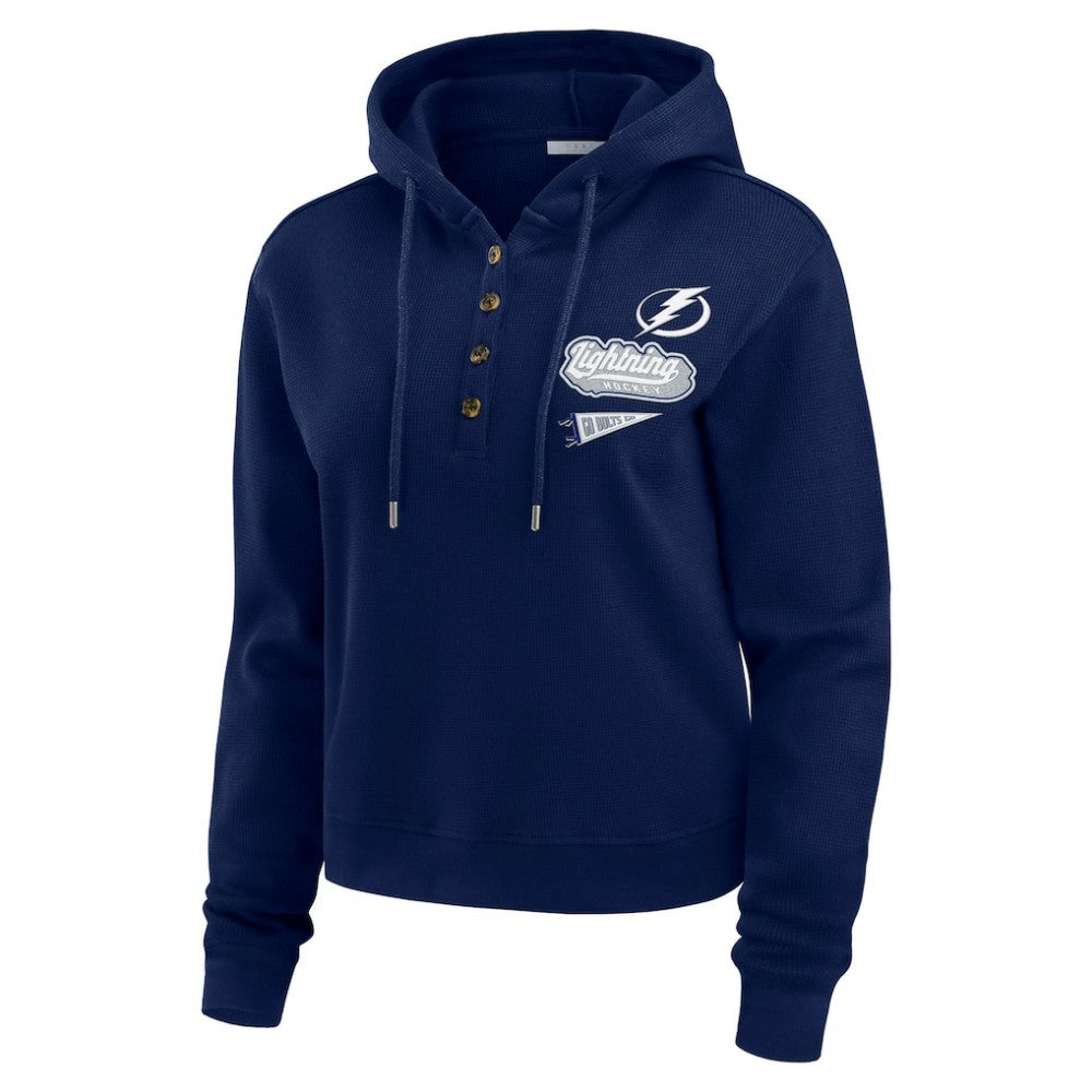 NHL Tampa Bay Lightning WEAR by Erin Andrews Women's Waffle-Knit Pullover Hoodie - Blue