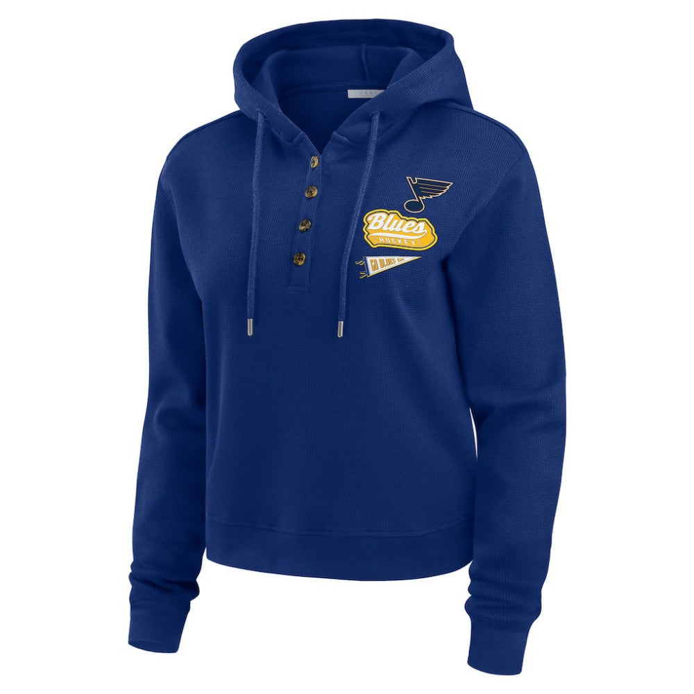 NHL St. Louis Blues WEAR by Erin Andrews Women's Waffle-Knit Pullover Hoodie - Blue