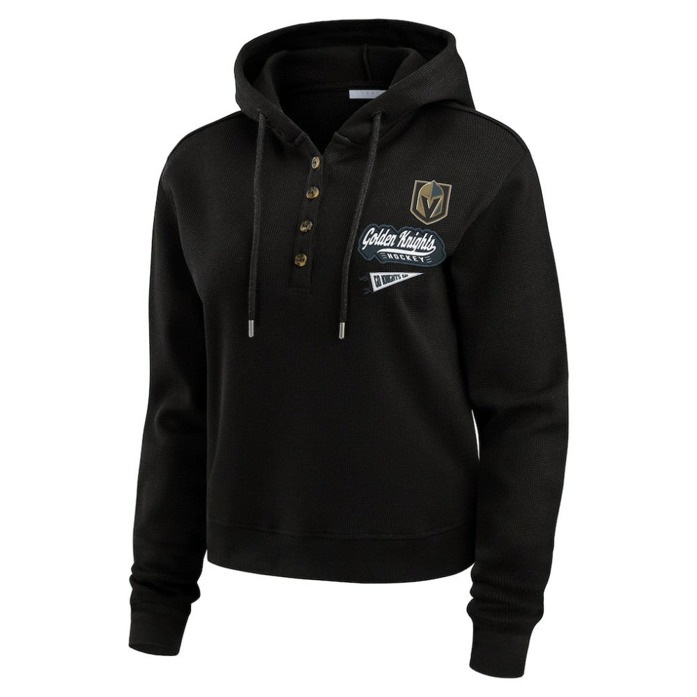 NHL Vegas Golden Knights WEAR by Erin Andrews Women's Waffle-Knit Pullover Hoodie - Black