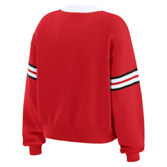NHL Chicago Blackhawks WEAR by Erin Andrews Women's Cropped Lace-Up Sweater - Red