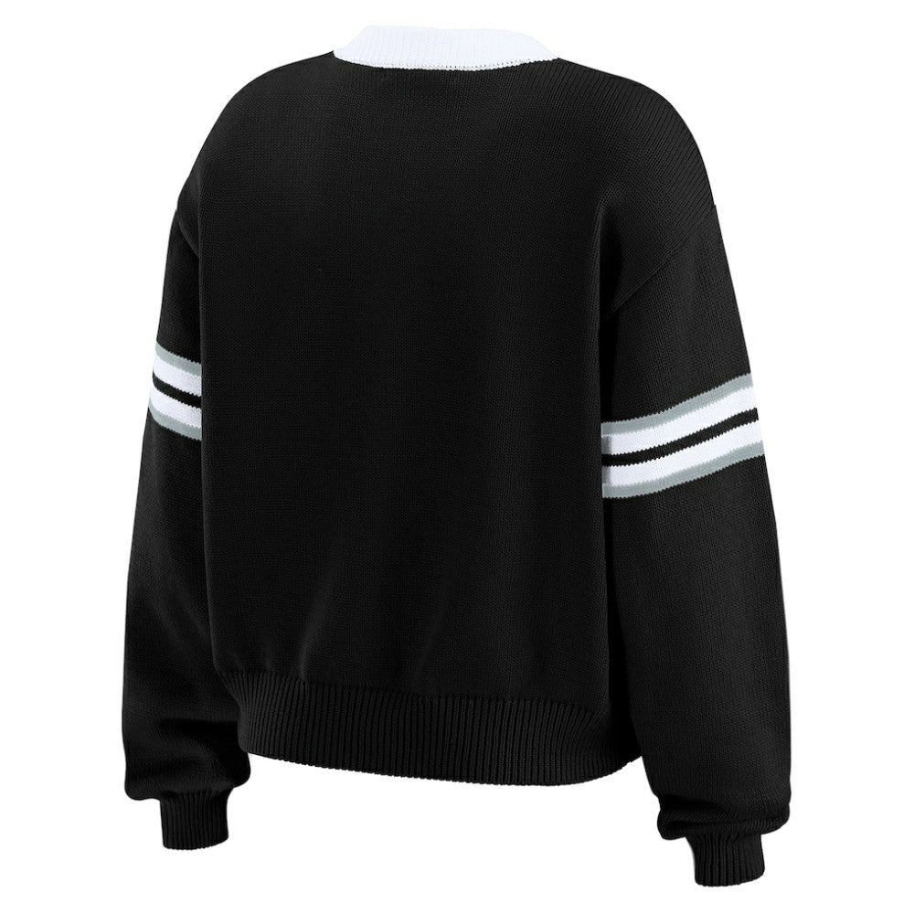 NHL Los Angeles Kings WEAR by Erin Andrews Women's Cropped Lace-Up Sweater - Black