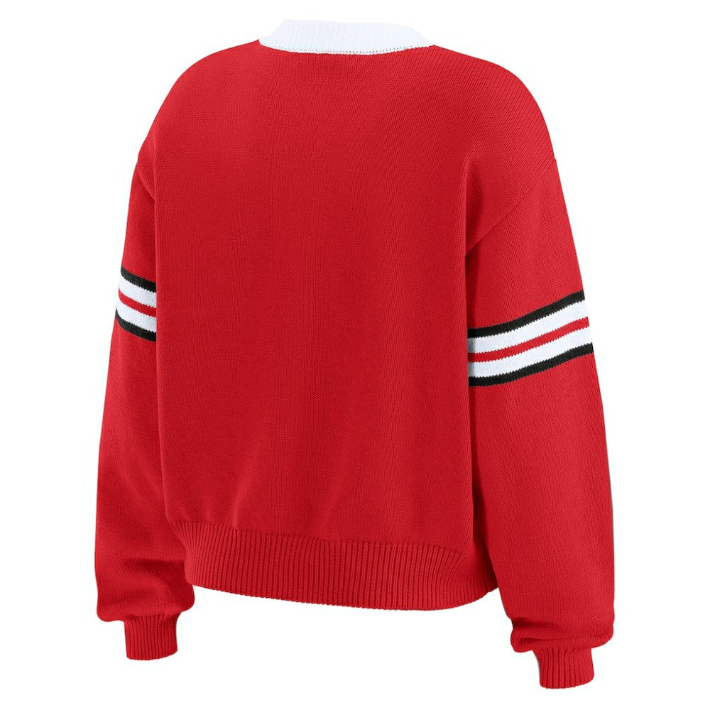 NHL Detroit Red Wings WEAR by Erin Andrews Women's Cropped Lace-Up Sweater - Red