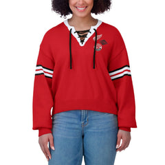 NHL Detroit Red Wings WEAR by Erin Andrews Women's Cropped Lace-Up Sweater - Red