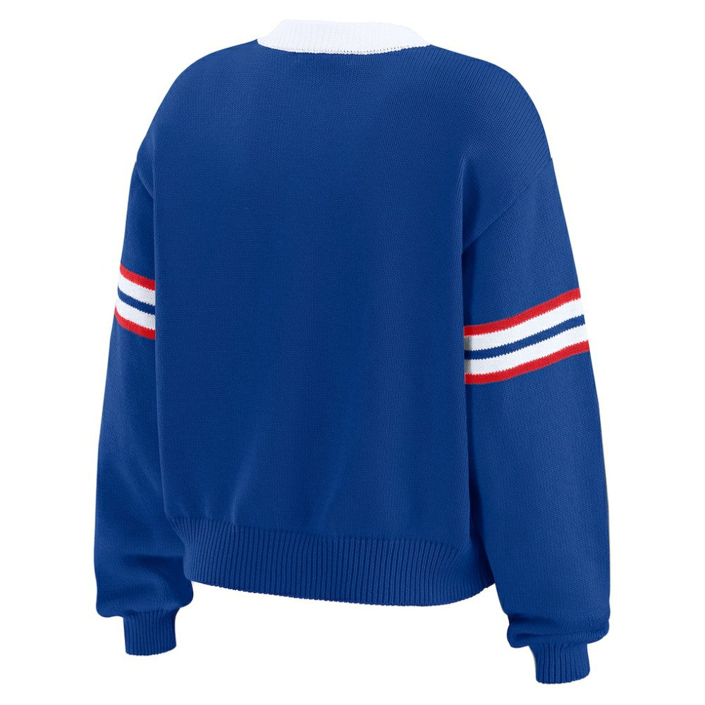 NHL New York Rangers WEAR by Erin Andrews Women's Cropped Lace-Up Sweater - Blue