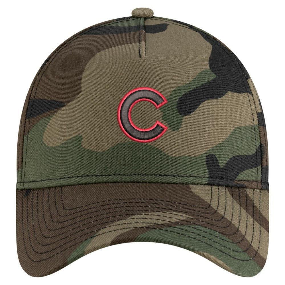 Chicago Cubs New Era Woodland Team Pop 9FORTY A-Frame Adjustable Hat - Camo Hats