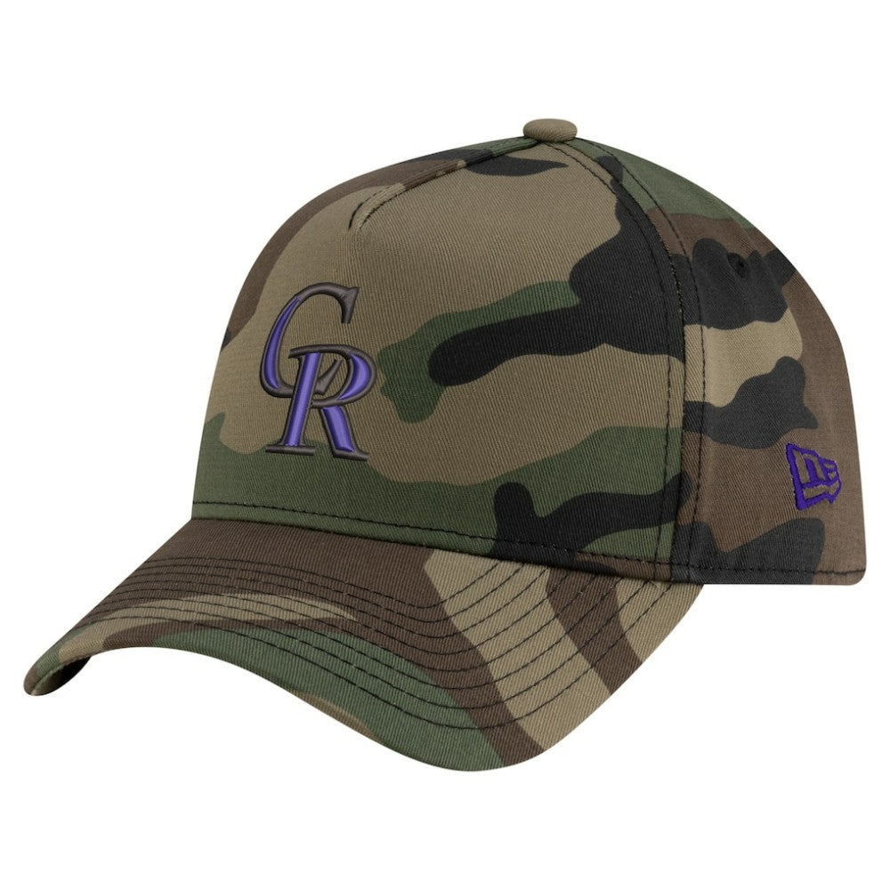 Colorado Rockies New Era Woodland Team Pop 9FORTY A-Frame Adjustable Hat - Camo Hats