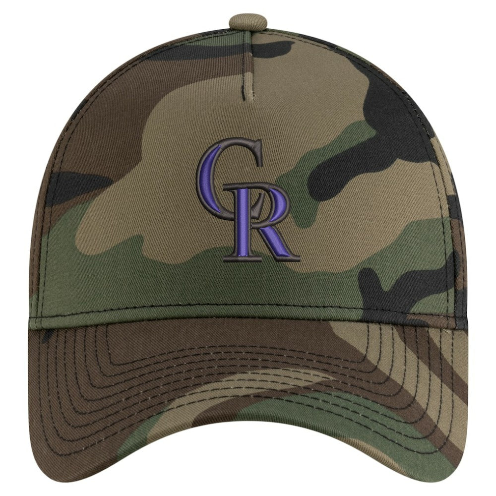 Colorado Rockies New Era Woodland Team Pop 9FORTY A-Frame Adjustable Hat - Camo Hats