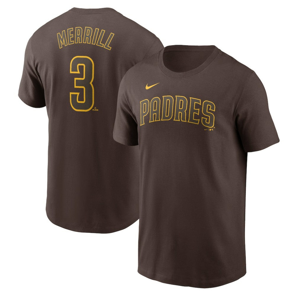Jackson Merrill San Diego Padres Nike Fuse Name & Number T-Shirt - Brown T-shirts