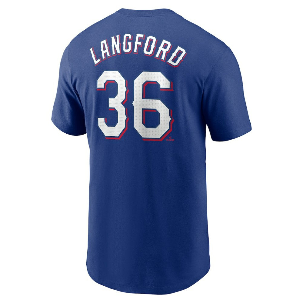 Wyatt Langford Texas Rangers Nike Fuse Name & Number T-Shirt - Royal T-shirts