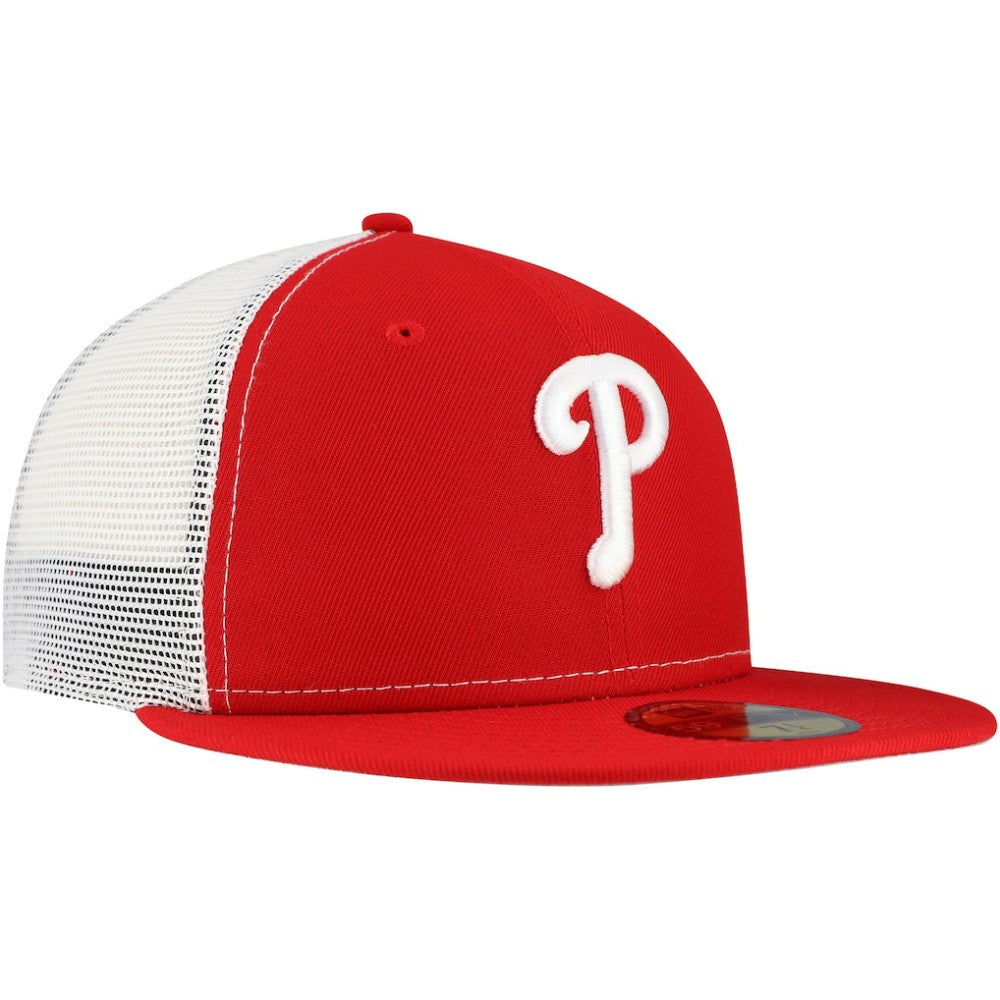 Philadelphia Phillies New Era Team Color 59FIFTY Trucker Fitted Hat - Red Hats