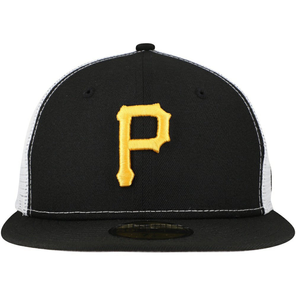 Pittsburgh Pirates New Era Team Color 59FIFTY Trucker Fitted Hat - Black Hats
