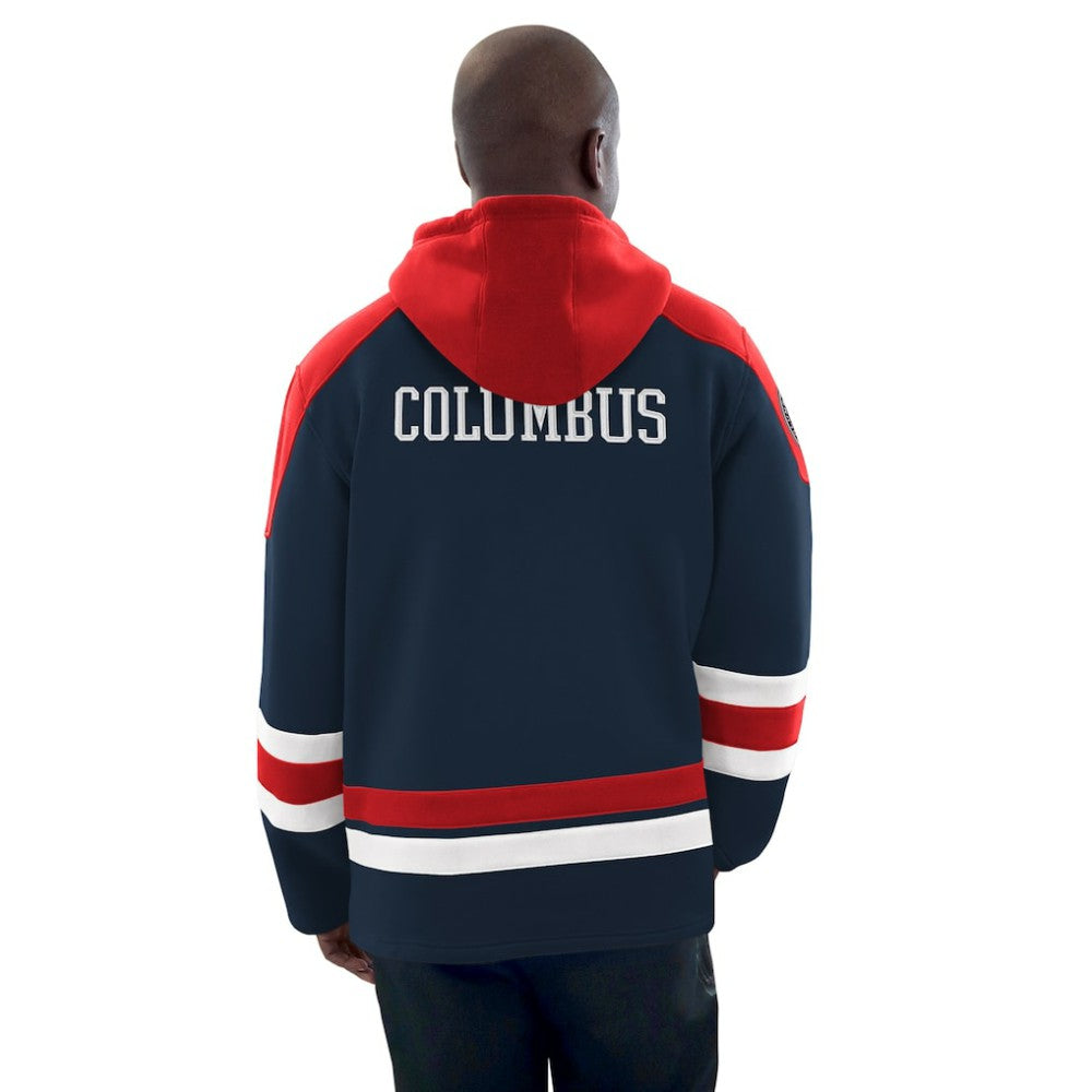 NHL Columbus Blue Jackets Starter Hockey Pullover Hoodie - Navy/Red