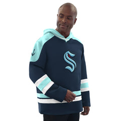 NHL Seattle Kraken Starter Hockey Pullover Hoodie - Deep Sea Blue/Light Blue