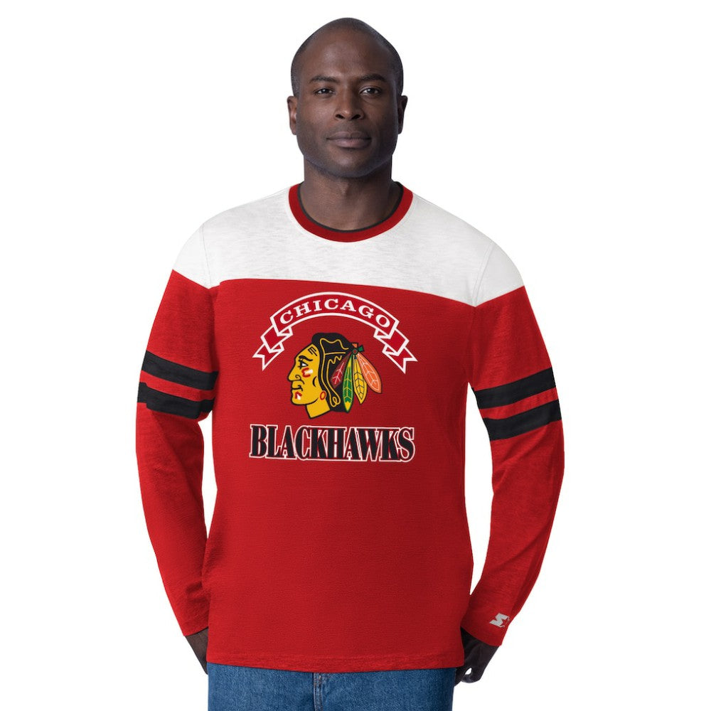 NHL Chicago Blackhawks Starter Blitz Durene Long Sleeve T-Shirt - Red