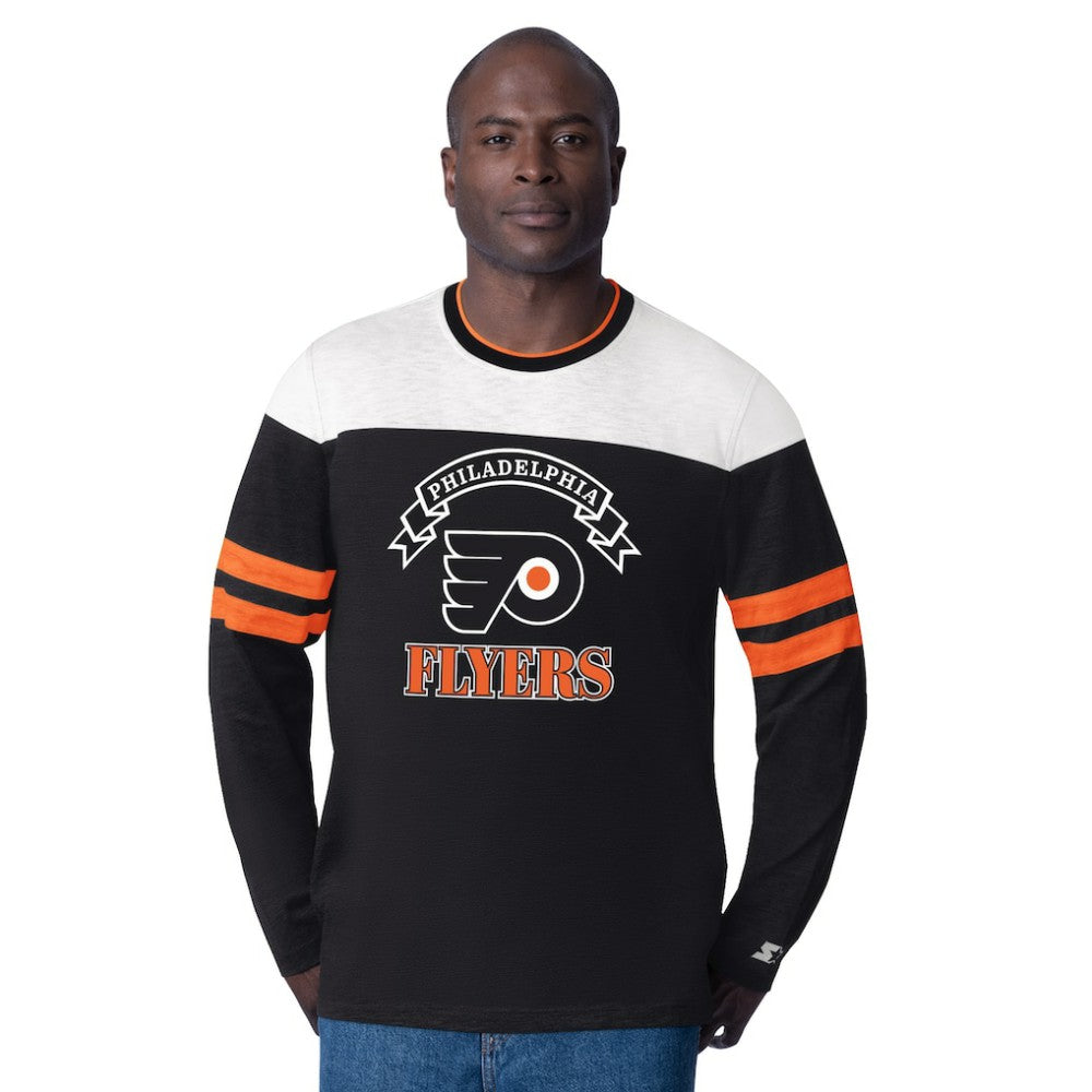 NHL Philadelphia Flyers Starter Blitz Durene Long Sleeve T-Shirt - Black