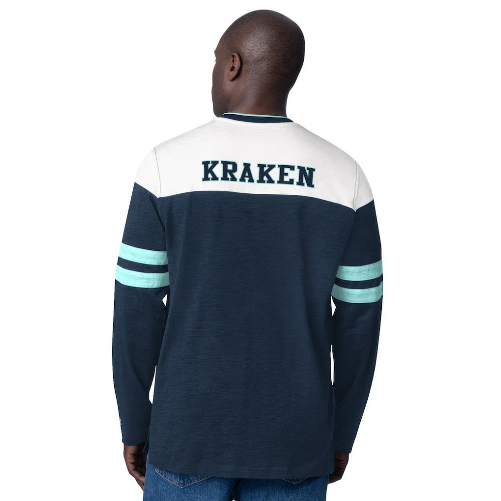 NHL Seattle Kraken Starter Blitz Durene Long Sleeve T-Shirt - Deep Sea Blue