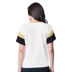 NHL Vegas Golden Knights G-III 4Her by Carl Banks Women's Rink Oversized Rhinestone V-Neck T-Shirt - White