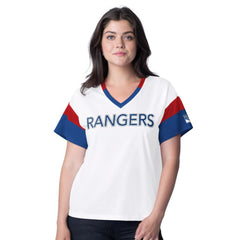 NHL New York Rangers G-III 4Her by Carl Banks Women's Rink Oversized Rhinestone V-Neck T-Shirt - White