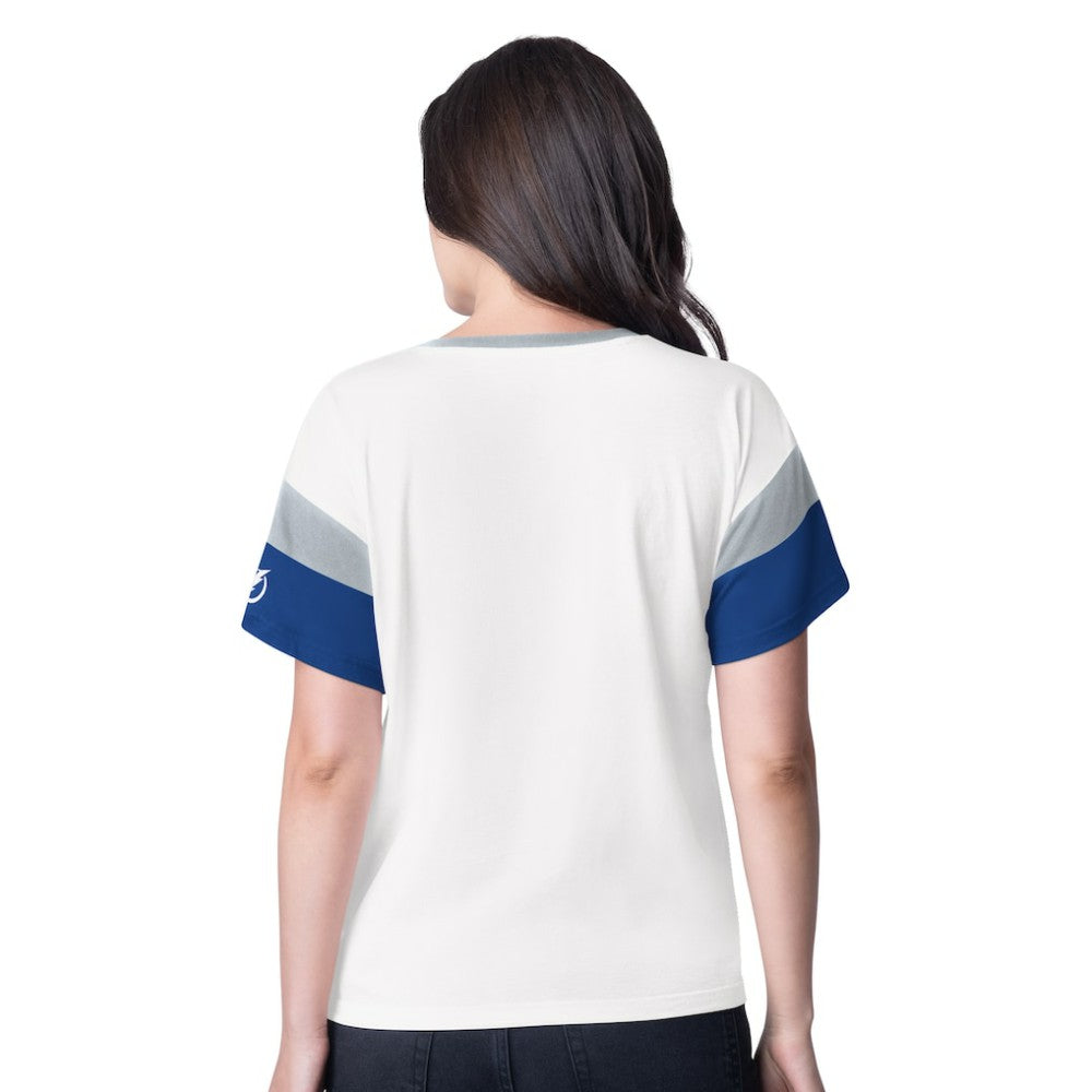 NHL Tampa Bay Lightning G-III 4Her by Carl Banks Women's Rink Oversized Rhinestone V-Neck T-Shirt - White