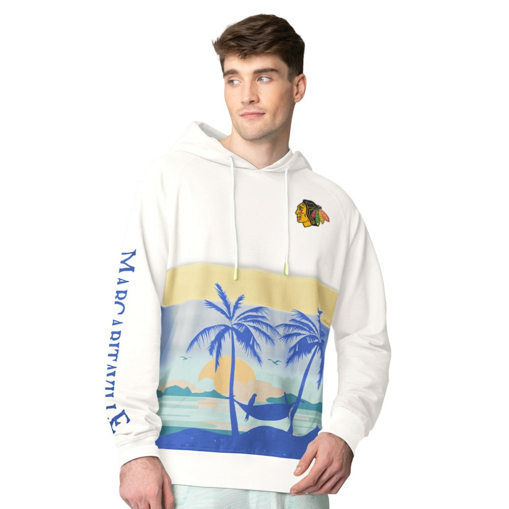 NHL Chicago Blackhawks Margaritaville Island Dream Peached Pullover Hoodie - Cream