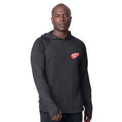 NHL Detroit Red Wings MSX by Michael Strahan Fast Track Raglan Long Sleeve Hoodie T-Shirt - Black