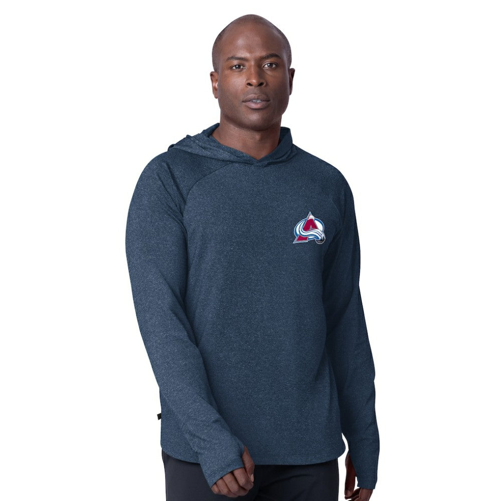 NHL Colorado Avalanche MSX by Michael Strahan Fast Track Raglan Long Sleeve Hoodie T-Shirt - Navy