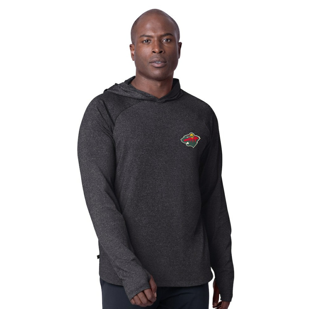 NHL Minnesota Wild MSX by Michael Strahan Fast Track Raglan Long Sleeve Hoodie T-Shirt - Black