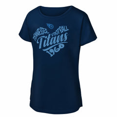 Tennessee Titans Girls Youth Script Heart Dolman T-Shirt Navy