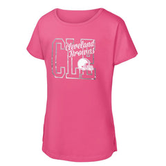 Cleveland Browns Girls Youth Signal Caller Dolman T-Shirt Pink