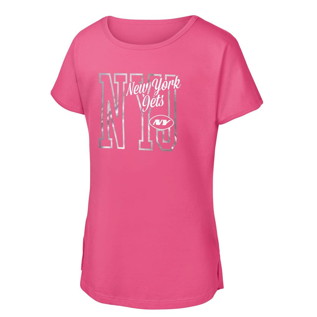 New York Jets Girls Youth Signal Caller Dolman T-Shirt Pink