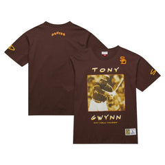 Tony Gwynn San Diego Padres Mitchell & Ness Cooperstown Collection Heavyweight Premium Player Vintage Logo T-Shirt - Brown T-shirts