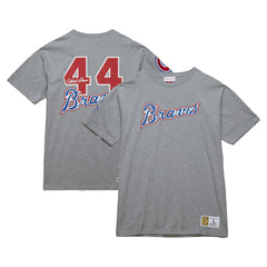Hank Aaron Atlanta Braves Mitchell & Ness Cooperstown Collection Legends T-Shirt - Heather Gray T-shirts