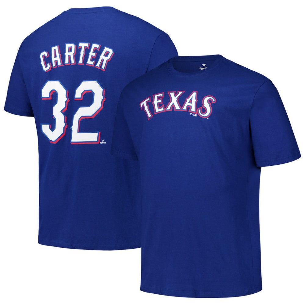 Evan Carter Texas Rangers Fanatics Big & Tall Name & Number T-Shirt - Royal T-shirts
