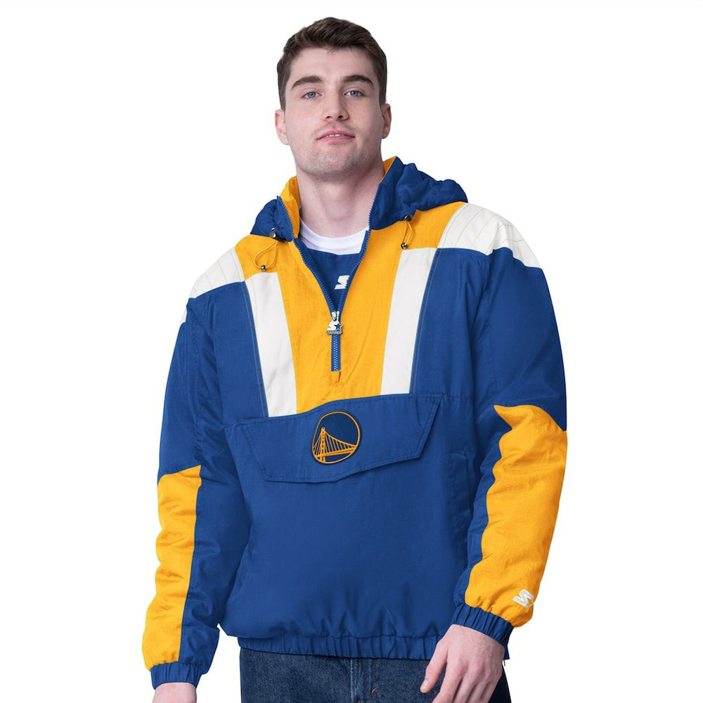 Golden State Warriors Starter Charger Half-Zip Pullover Jacket- Royal/Gold