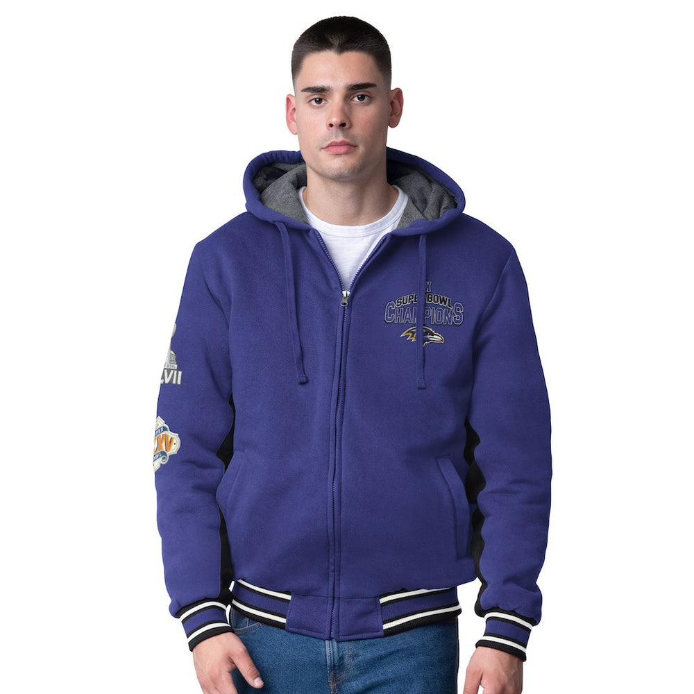Baltimore Ravens G-III Extreme No Huddle Commemorative Full-Zip Hoodie Jacket Purple