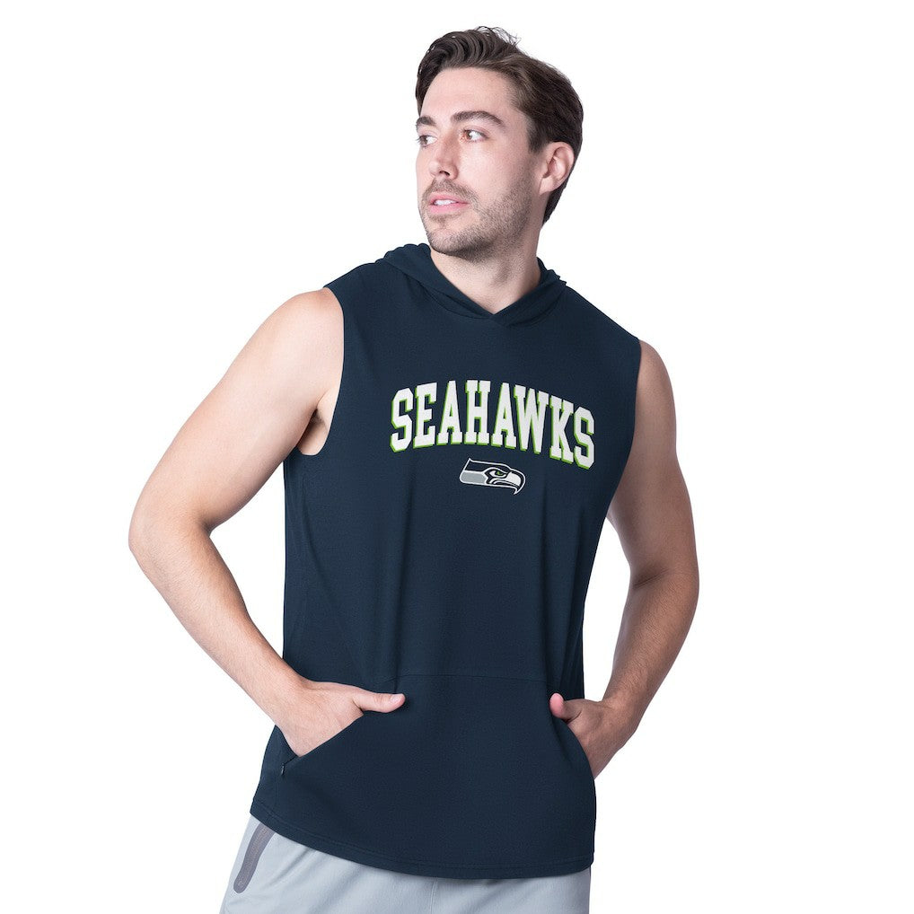 Seattle Seahawks MSX by Michael Strahan Action Sleeveless Pullover Hoodie College Navy