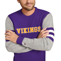 Minnesota Vikings Tommy Hilfiger Acrylic Crewneck Pullover Sweater Purple/Heather Gray