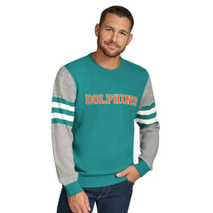 Miami Dolphins Tommy Hilfiger Acrylic Crewneck Pullover Sweater Aqua/Heather Gray