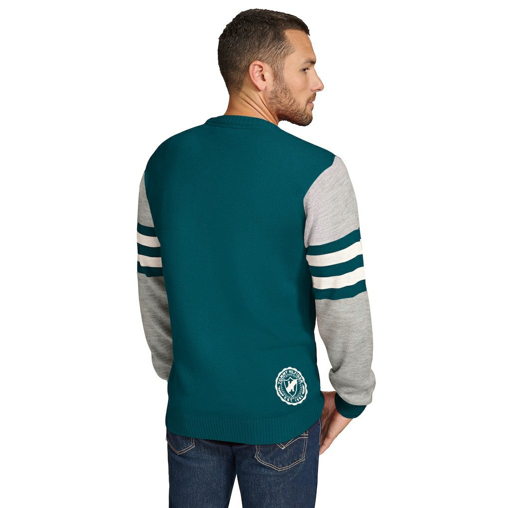 Philadelphia Eagles Tommy Hilfiger Acrylic Crewneck Pullover Sweater Green/Heather Gray