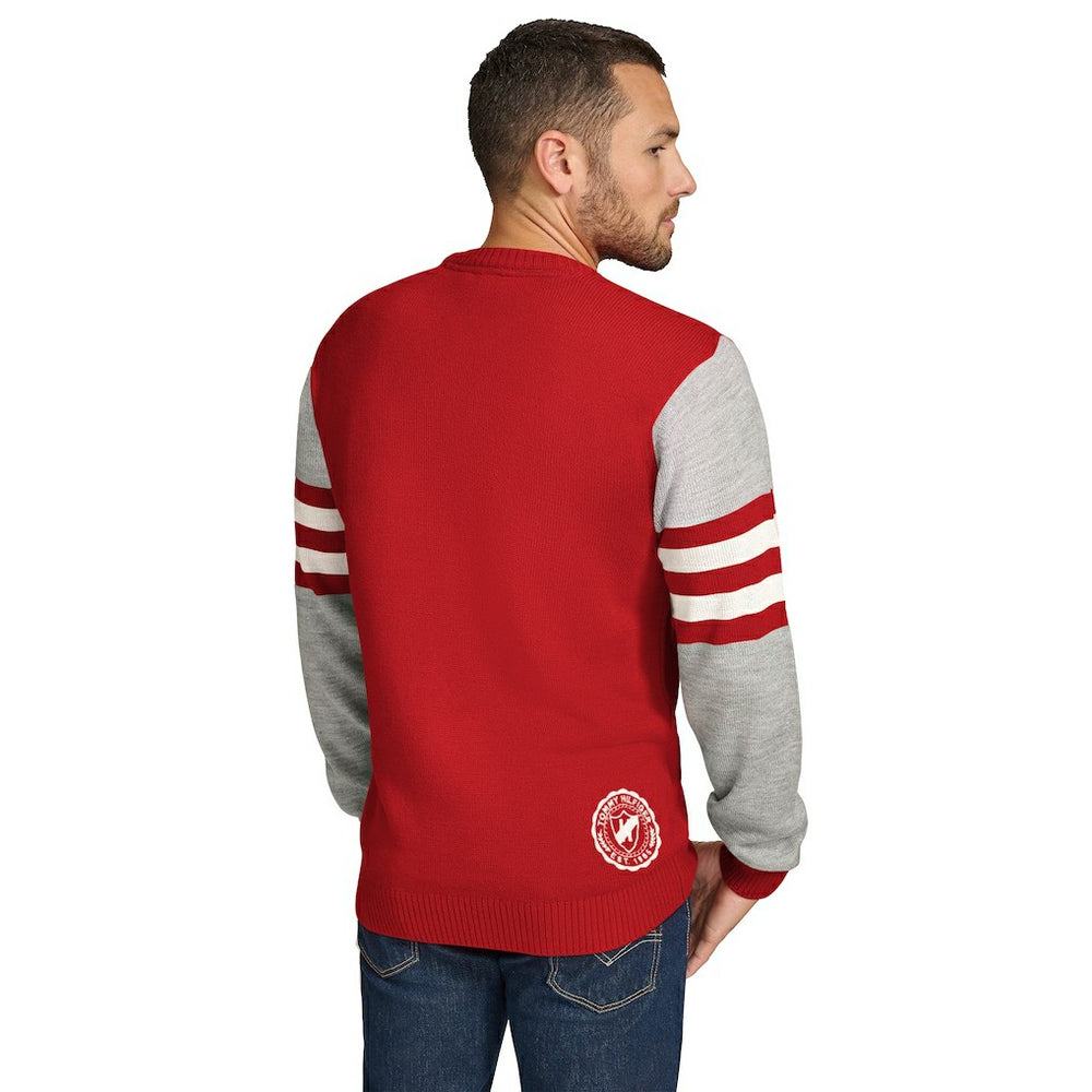 Kansas City Chiefs Tommy Hilfiger Acrylic Crewneck Pullover Sweater Red/Heather Gray