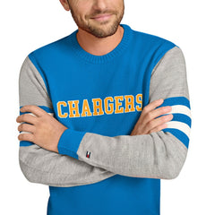 Los Angeles Chargers Tommy Hilfiger Acrylic Crewneck Pullover Sweater Powder Blue/Heather Gray