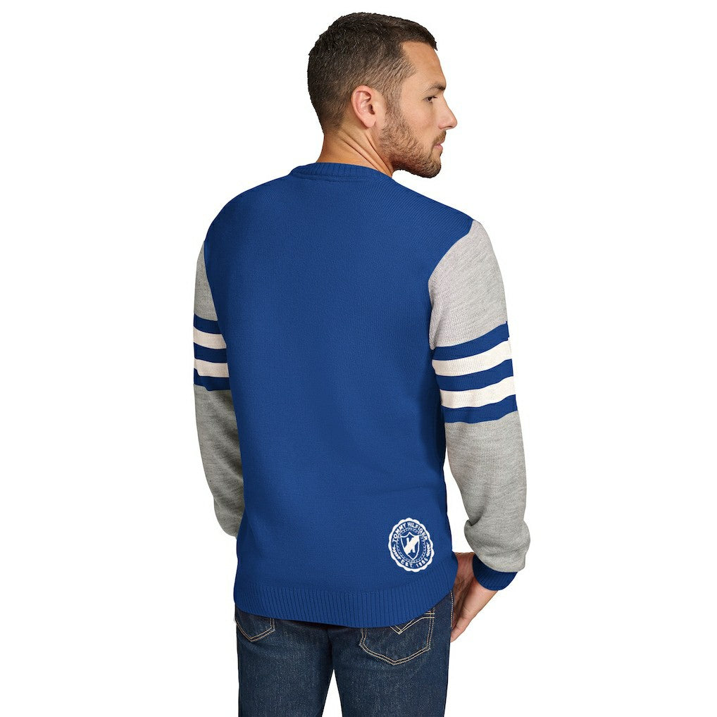 Los Angeles Rams Tommy Hilfiger Acrylic Crewneck Pullover Sweater Royal/Heather Gray
