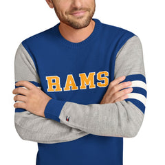 Los Angeles Rams Tommy Hilfiger Acrylic Crewneck Pullover Sweater Royal/Heather Gray