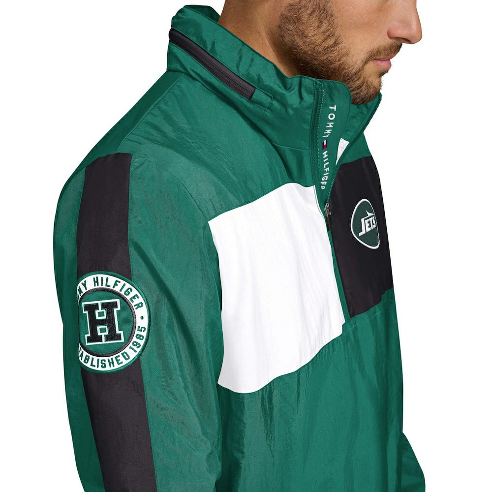 New York Jets Tommy Hilfiger Gael Lightweight Half-Zip Hoodie Jacket Green