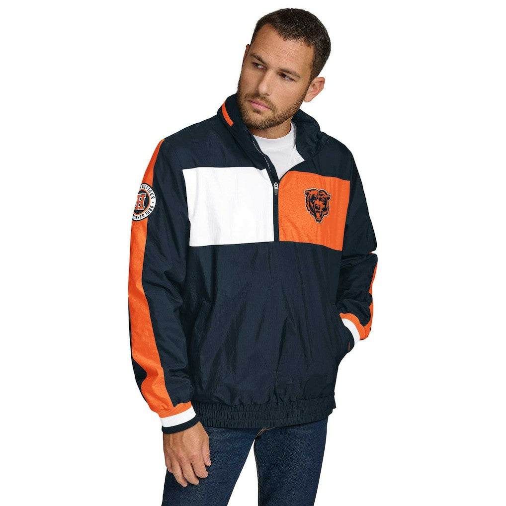 Chicago Bears Tommy Hilfiger Gael Lightweight Half-Zip Pullover Hoodie Jacket Navy