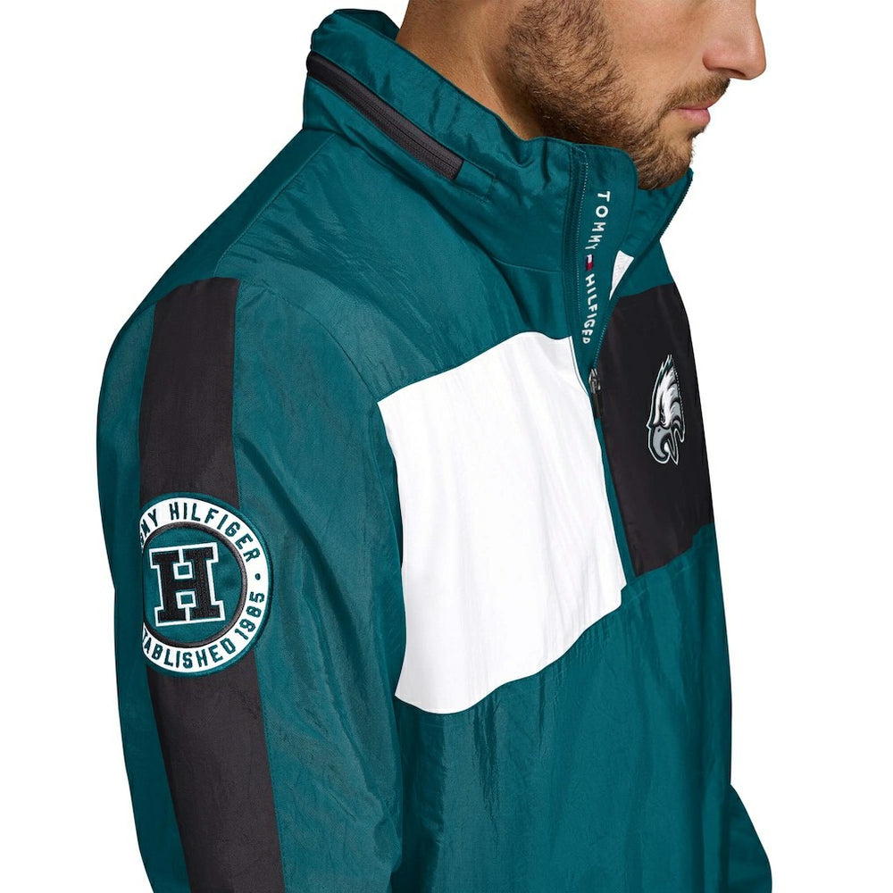 Philadelphia Eagles Tommy Hilfiger Gael Lightweight Half-Zip Hoodie Jacket Green