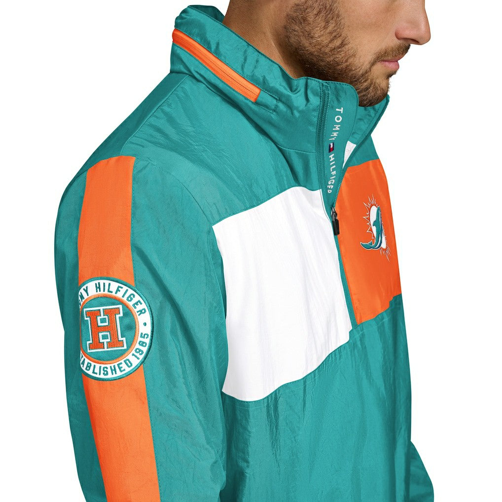 Miami Dolphins Tommy Hilfiger Gael Lightweight Half-Zip Hoodie Jacket Aqua